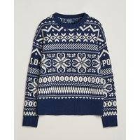 Polo Ralph Lauren Wool Knitted Snowflake Crew Neck Bright Navy