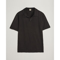 Massimo Alba Aruba Linen Polo Washed Black