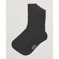 6-Pack True Cotton Ribbed Socks Antracite Melange, Amanda Christensen