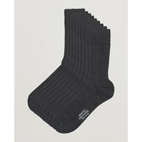 9-Pack True Cotton Ribbed Socks Antracite Melange, Amanda Christensen