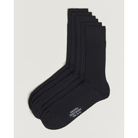 6-Pack True Cotton Ribbed Socks Black, Amanda Christensen