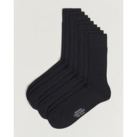 9-Pack True Cotton Ribbed Socks Black, Amanda Christensen
