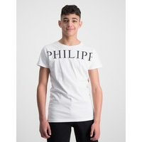 Philipp Plein, T-shirt Round Neck SS Iconic Plein, Valkoinen, T-paidat/Paidat till Tytöt, 12 vuotta