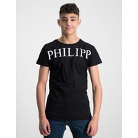 Philipp Plein, T-shirt Round Neck SS Iconic Plein, Musta, T-paidat/Paidat till Tytöt, 12 vuotta