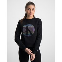 Calvin Klein, CIRCLE MONOGRAM SWEATSHIRT, Musta, Neuleet/Neuletakit till Tytöt, 14 vuotta