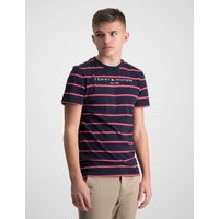 Tommy Hilfiger, ESSENTIAL STRIPE TEE S/S, Punainen, T-paidat/Paidat till Pojat, 10 vuotta