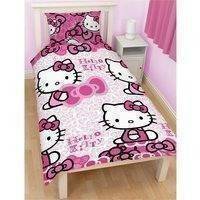 Childrens Girls Hello Kitty Bows Single Duvet Cover Bedding Set