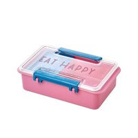Rice, Plastic Lunch box with ´Eat Happy´ Wording - Pink