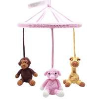 natureZOO, Circle Mobile, Monkey, Giraffe, Elephant, Light Pink, NATUREZOO