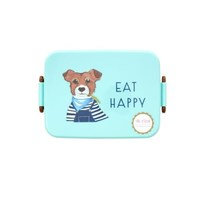 Rice, Lunchbox with Divider - Farm Animals Print - Green - Large