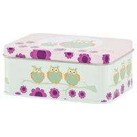 Blafre, Rectangular Tin Box Owl Pink And Mint, BLAFRE