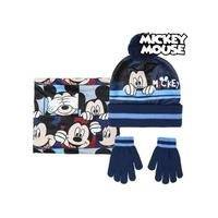 Hat, Gloves and Neck Warmer Mickey Mouse 74325 Marinblå (3 Pcs)