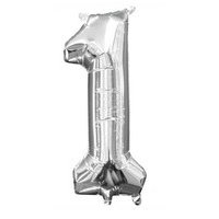 Sifferballong Siffran 1, Silver Metallic, 100cm hög, Teknikproffset