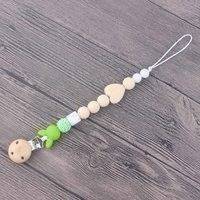 Wooden Baby Pacifier Clip Chains Silicone Beads Pacifier Holder Toy, Slowmoose