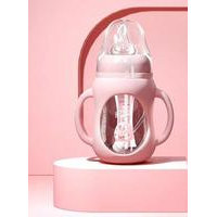 New Arrival Baby Bottle Glass, Drop-proof Baby Newborn Silicone Sleeve Drinking Cup, Slowmoose