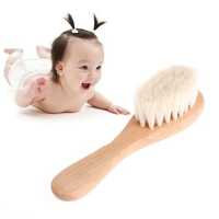 Wooden Handle Brush, Newborn Hair Brush Infant Comb Head Massager, Slowmoose