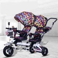 Lastenrattaat tuplakaksoisilmapyörällä, yleiskäyttöiset lastenvaunut lasten parivuodeinen kolmipyörän vaunu, Slowmoose