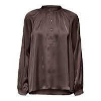 Mandarin collar satin - shirt, Selected