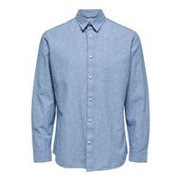 Linen and organic cotton slim fit shirt, Selected