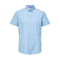 Linen-organic cotton short-sleeved shirt, Selected