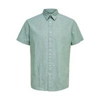 Linen-organic cotton short-sleeved shirt, Selected