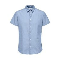 Linen-organic cotton short-sleeved shirt, Selected