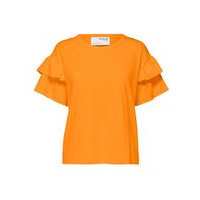 Organic cotton ruffle t-shirt, Selected