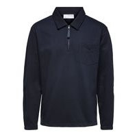 Organic cotton polo zip sweatshirt, Selected
