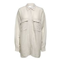 Longline linen blend shirt, Selected