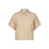 Cropped linen blend shirt, Selected