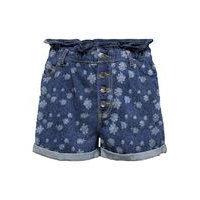 Onlcuba daisy patterned paperbag denim shorts, Only