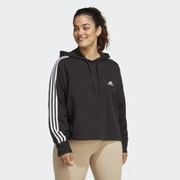 Essentials 3-Stripes French Terry Crop Hoodie (Plus Size), adidas