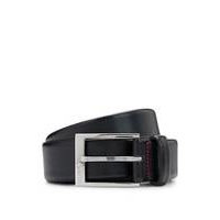 Grained-leather belt with logo buckle, Hugo boss