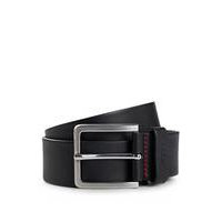 Grainy embossed-leather belt with brushed metal hardware, Hugo boss