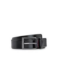 Italian-leather belt with polished gunmetal hardware, Hugo boss