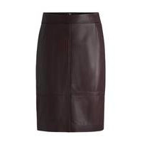 Regular-fit pencil skirt in soft leather, Hugo boss