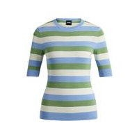 Cropped-sleeve sweater with horizontal stripes, Hugo boss