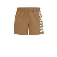 Recycled-material swim shorts with logo print, Hugo boss