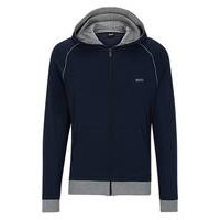 Stretch-cotton hooded jacket with piping and logo, Hugo boss