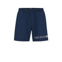 Recycled-material swim shorts with repeat logos, Hugo boss