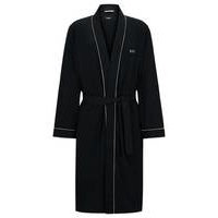 Cotton-jersey dressing gown with logo and piping, Hugo boss