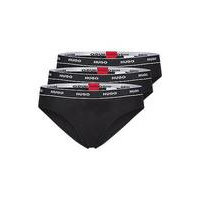 Three-pack of stretch-cotton briefs with logo waistbands, Hugo boss