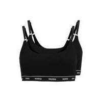 Two-pack of stretch-cotton bralettes with branded bands, Hugo boss