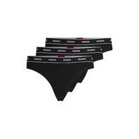 Three-pack of stretch-cotton thong briefs with logos, Hugo boss