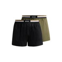 Two-pack of cotton pyjama shorts with signature waistbands, Hugo boss