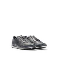 Low-top trainers in perforated and grained leather, Hugo boss
