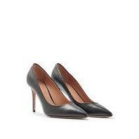 Heeled pumps in Italian leather with pointed toe, Hugo boss