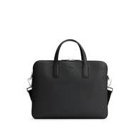 Zipped document case in Italian leather with embossed logo, Hugo boss
