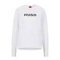 Contrast-logo sweatshirt in organic interlock cotton, Hugo boss