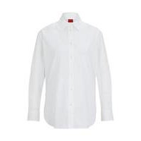 Oversized-fit stretch-cotton blouse with red logo label, Hugo boss